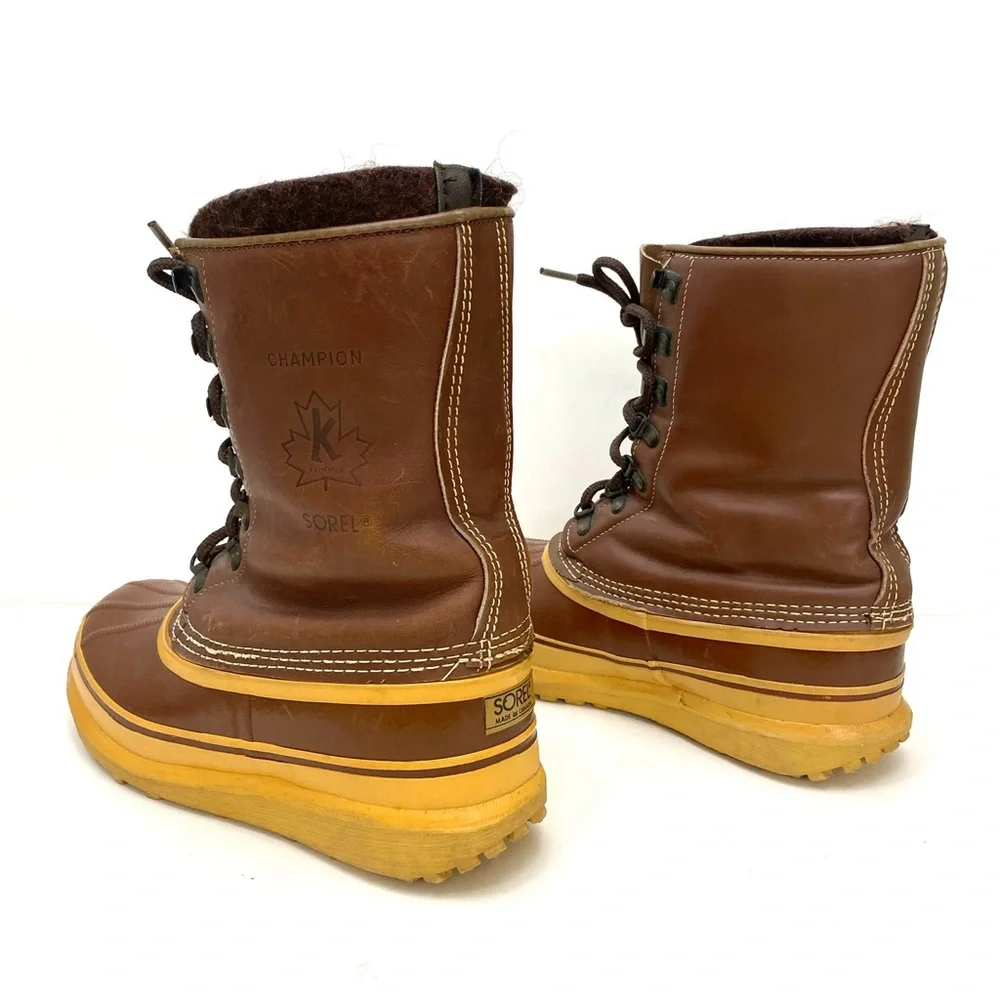 Sorel Men's Kaufman Arctic Wool Lined Brown Leather Winter Boots (Boots Only)